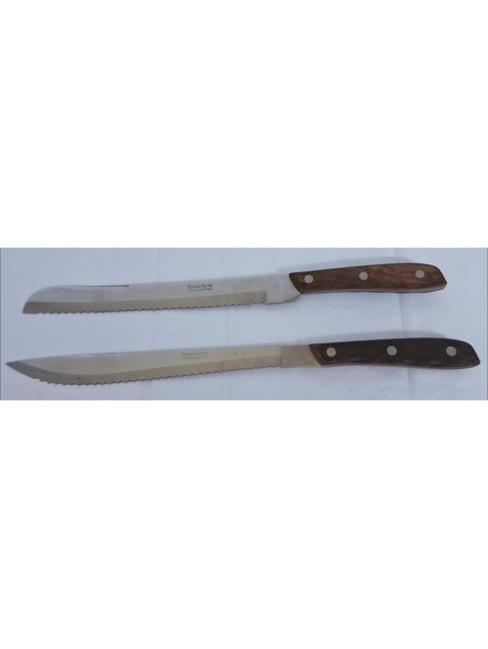 Vintage KITCHEN Delite Knife Set 2pc Stainless Steel Japan Serrated Wood Handles